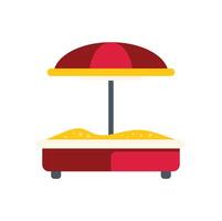 Sandbox with sun umbrella providing shade on playground for kids vector