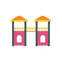 Kids playground structure connecting two towers with bridge and yellow roof vector