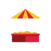 Sandbox with umbrella protecting from sun, providing shade for children's play vector