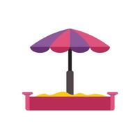 Colorful sandbox with umbrella protecting from sun on playground vector