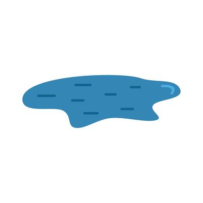 Blue puddle reflecting light on white background