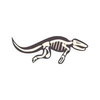 Skeleton of extinct reptile running on white background vector