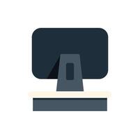 Modern desktop computer monitor displaying blank screen on office desk vector