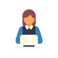 Office worker using laptop, working on computer vector