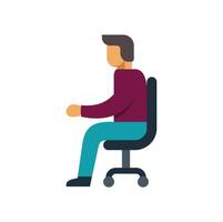 Office worker sitting on chair and working on laptop computer vector