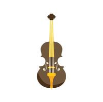 Brown violin with golden strings and tuning pegs playing classical music vector