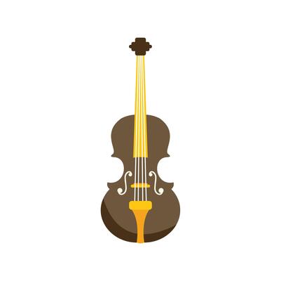 Brown violin with golden strings and tuning pegs playing classical music