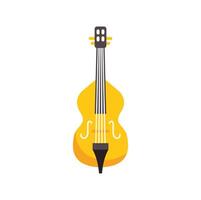 Yellow contrabass showing its strings and tuning pegs vector