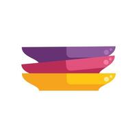 Stack of colorful empty plates creating a vibrant kitchenware display vector