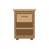 Wooden nightstand with drawer and shelf on white background vector