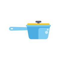 Blue cooking pot with lid and handle on white background vector