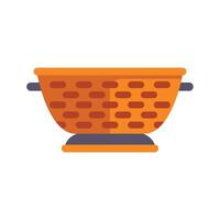 Orange colander with handles sitting on gray base vector