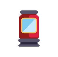 Red jar with grey lid and transparent label displaying preserved food vector
