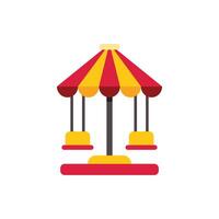 Swing ride with red and yellow awning in amusement park vector