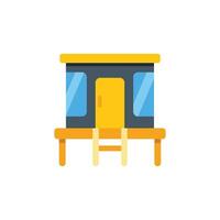 Small prefabricated elevated building with ladder accessing terrace vector