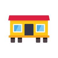 Prefabricated yellow mobile home building standing on support blocks vector