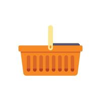 Empty orange shopping basket with vertical handle on white background vector