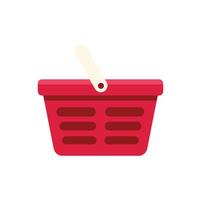 Red shopping basket with white handle on white background vector