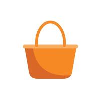 Empty orange shopping or picnic basket with handle on white background vector