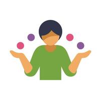Person juggling multiple tasks representing multitasking and time management vector
