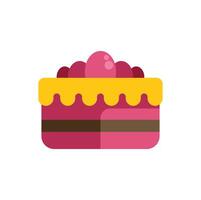 Delicious layered pink cake with yellow icing and berries topping vector