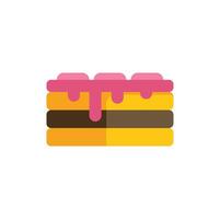Delicious cake with pink icing dripping over layers vector