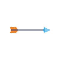 Straight arrow pointing right with orange feathers and blue tip vector