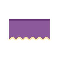 Purple rectangular tablecloth with wavy border draped over table vector