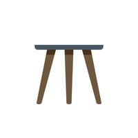 Round table with three wooden legs standing on white background vector