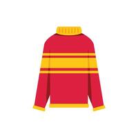 Red and yellow striped turtleneck sweater providing warmth and style vector