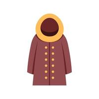 Winter coat protecting from cold weather with hood and buttons vector