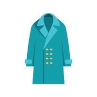 Stylish turquoise winter coat with golden buttons and folded collar vector