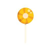 Round yellow lollipop with swirls and bubbles on white background vector