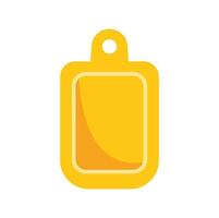 Yellow cutting board with hole for hanging displaying culinary potential vector