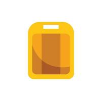 Yellow and brown rectangular plastic cutting board with hole for hanging vector