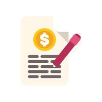 Signing financial contract, business document with dollar coin and pen vector
