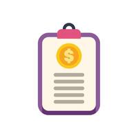 Clipboard showing financial report with dollar coin symbol and text lines vector