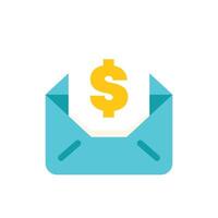 Open mail envelope showing dollar sign representing payment vector