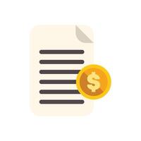 Document with dollar coin representing payment or investment vector