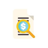 Magnifying glass exploring financial document for investment analysis vector
