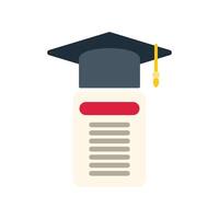 Graduation cap sitting on top of diploma representing successful completion of studies vector