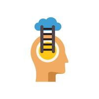 Ladder leading to cloud from inside human head symbolizing personal growth vector