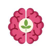 Growing green plant inside human brain symbolizing new ideas vector