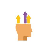 Personal development, growing arrows from mind, progress and success concept vector