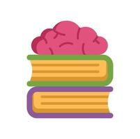 Brain resting on stack of books symbolizing knowledge and learning vector