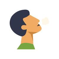 Man exhaling air in cold weather creating steam cloud from mouth vector