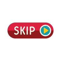 Red skip button with play symbol showing forwarding action vector