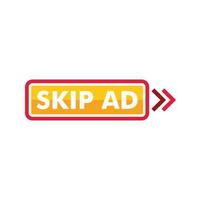 Skip ad button showing online advertisement skipping feature vector