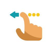 Index finger swiping left on touchscreen with three dots indicating motion vector