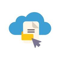 Cloud computing data storage accessing document file folder cursor clicking vector
